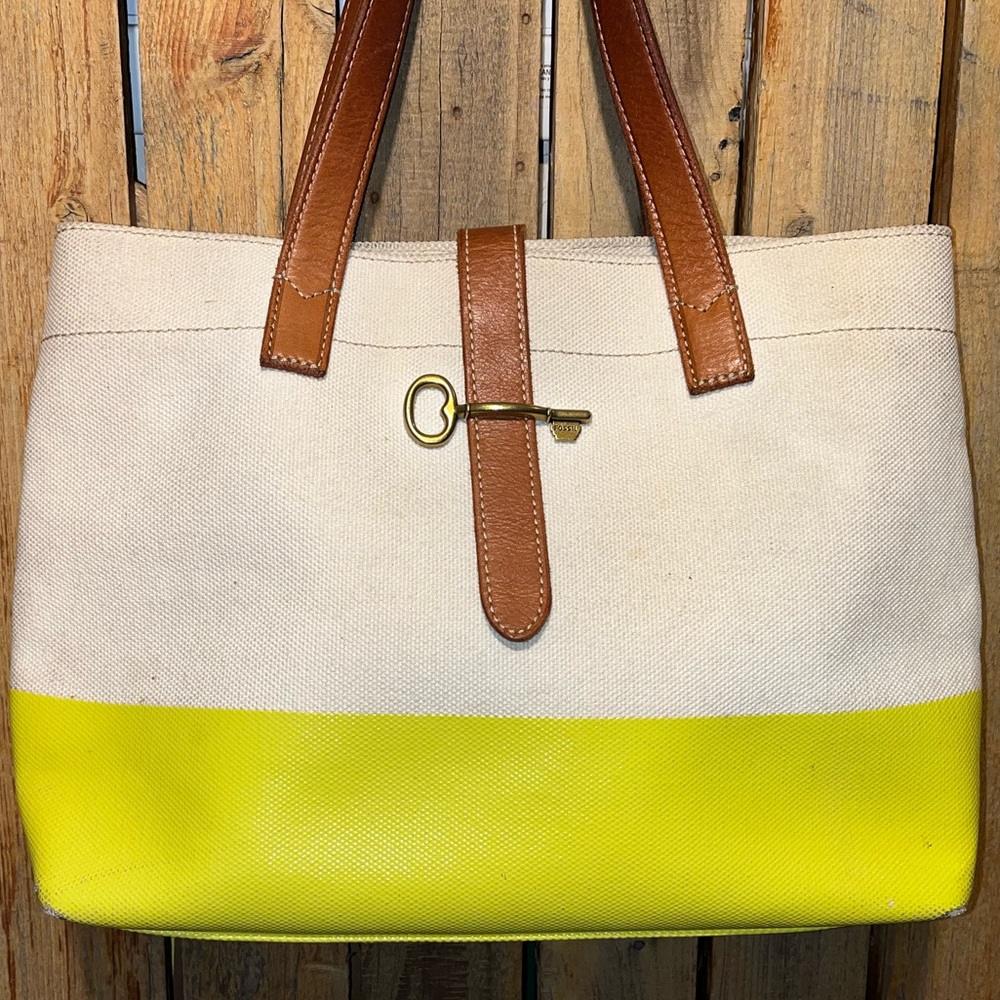Fossil Canvas Bag With Leather Trim - image 2